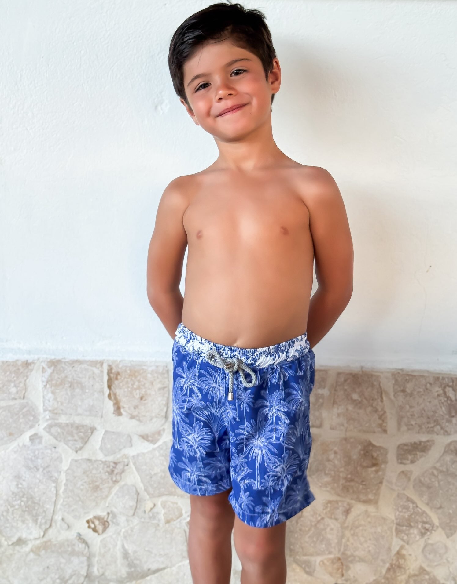 Pantaloneta Niño Blue Palms