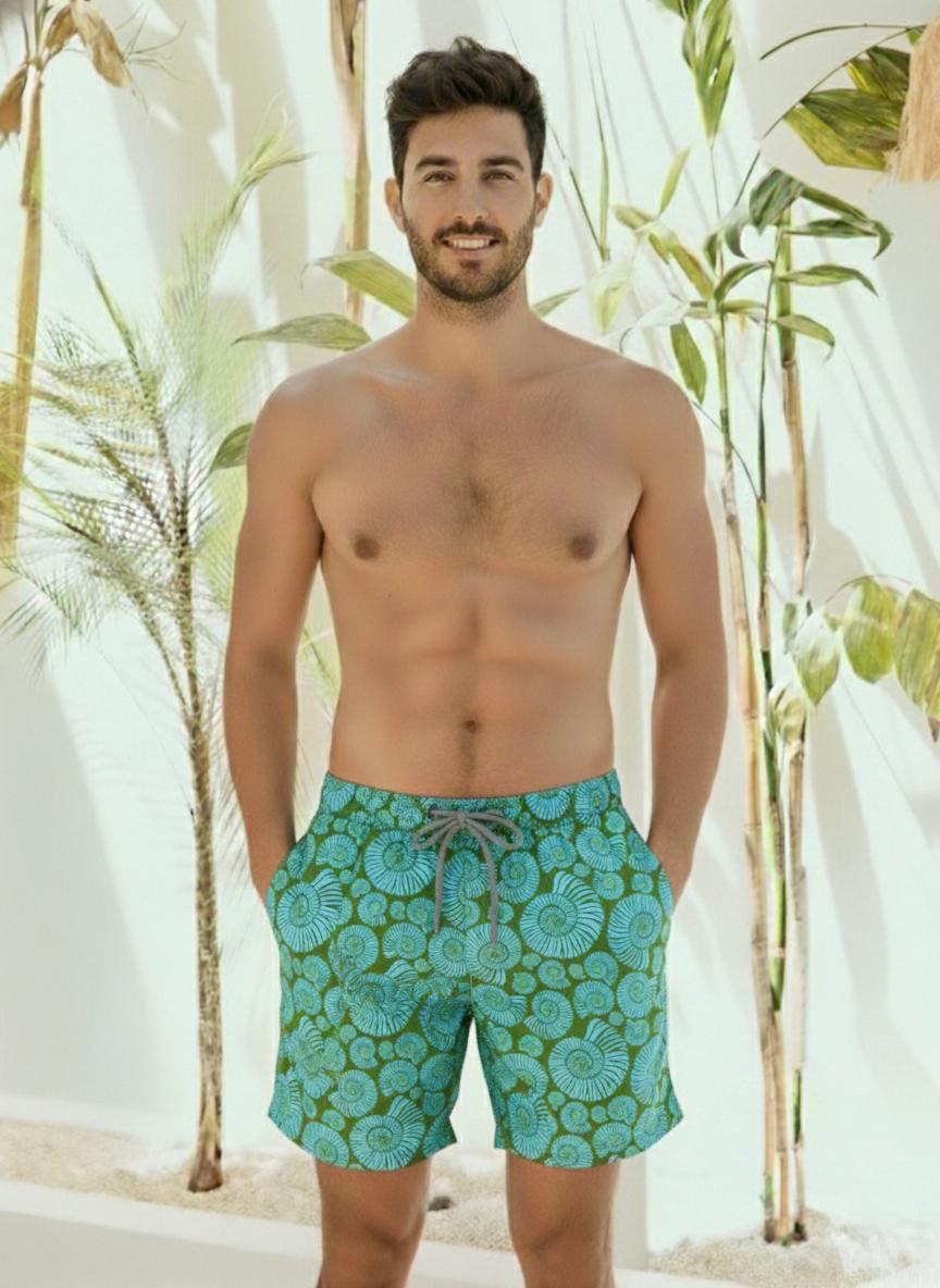 Pantaloneta Hombre Green Shells
