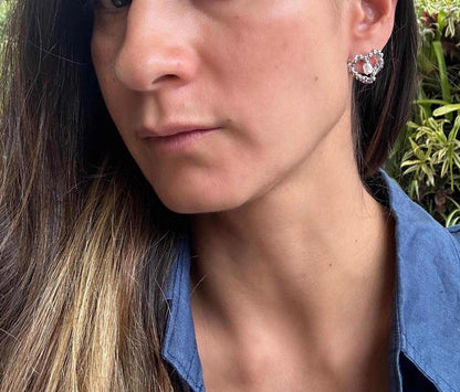 ARETES CORAZON MELCOCHA PERLA PALTEADOS