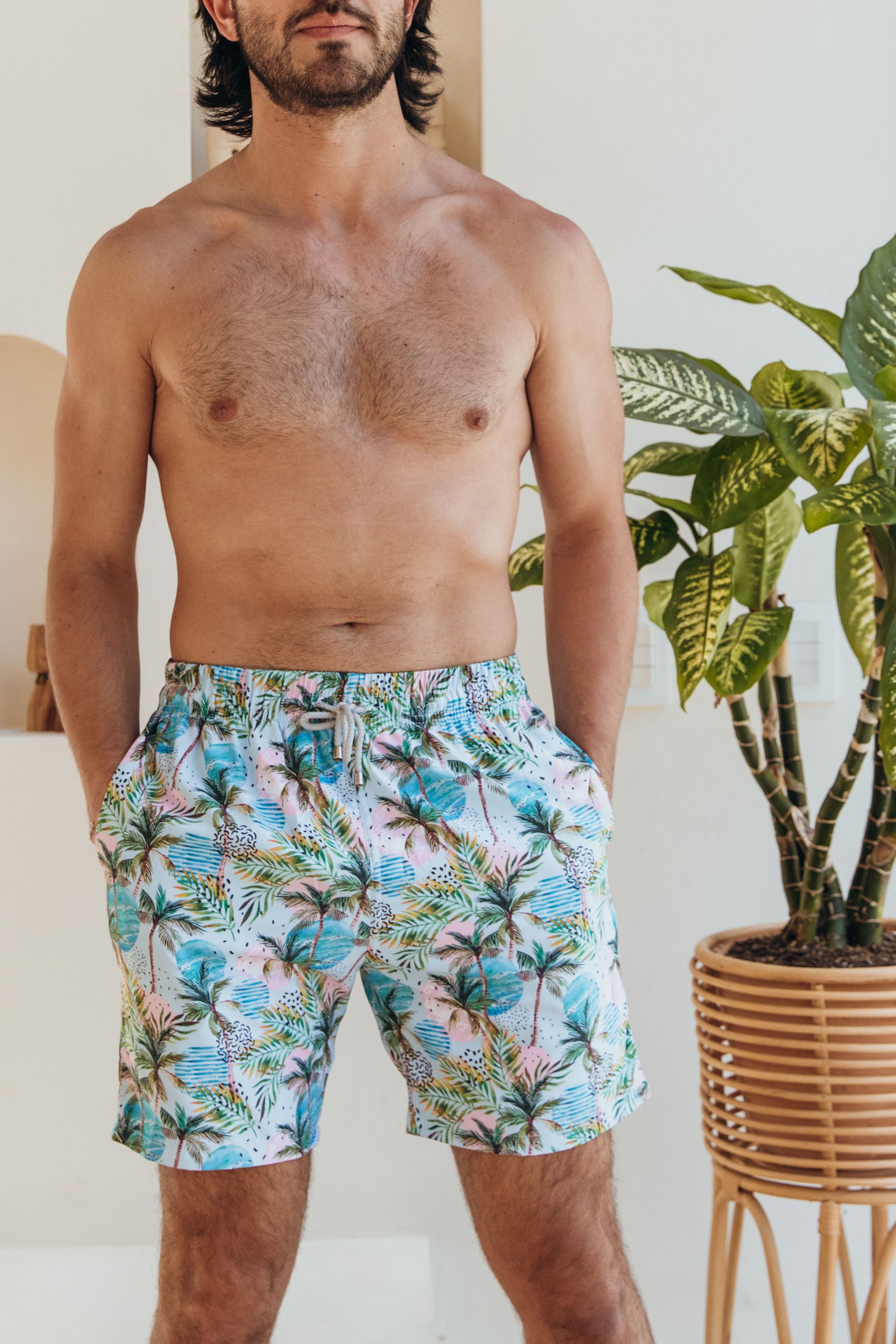 Pantaloneta Hombre Tropical Palms